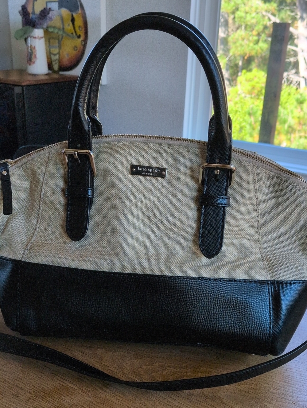 ✨ Sale Kate Spade Leather And Canvas Y2k Bag With Detachable Strap